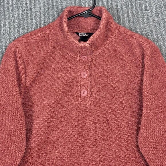 Eddie Bauer Sweater Womens Small Rust 1/4 Button Up Fleece Pullover EB006400 - Picture 2 of 13